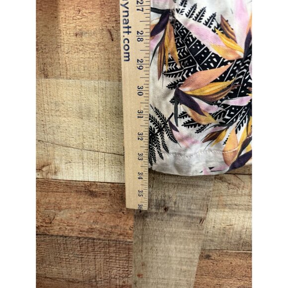 Women's High Rise Tropical Vacay Pants XL Multicolor Lightweight Elastic Waist W - Picture 6 of 10